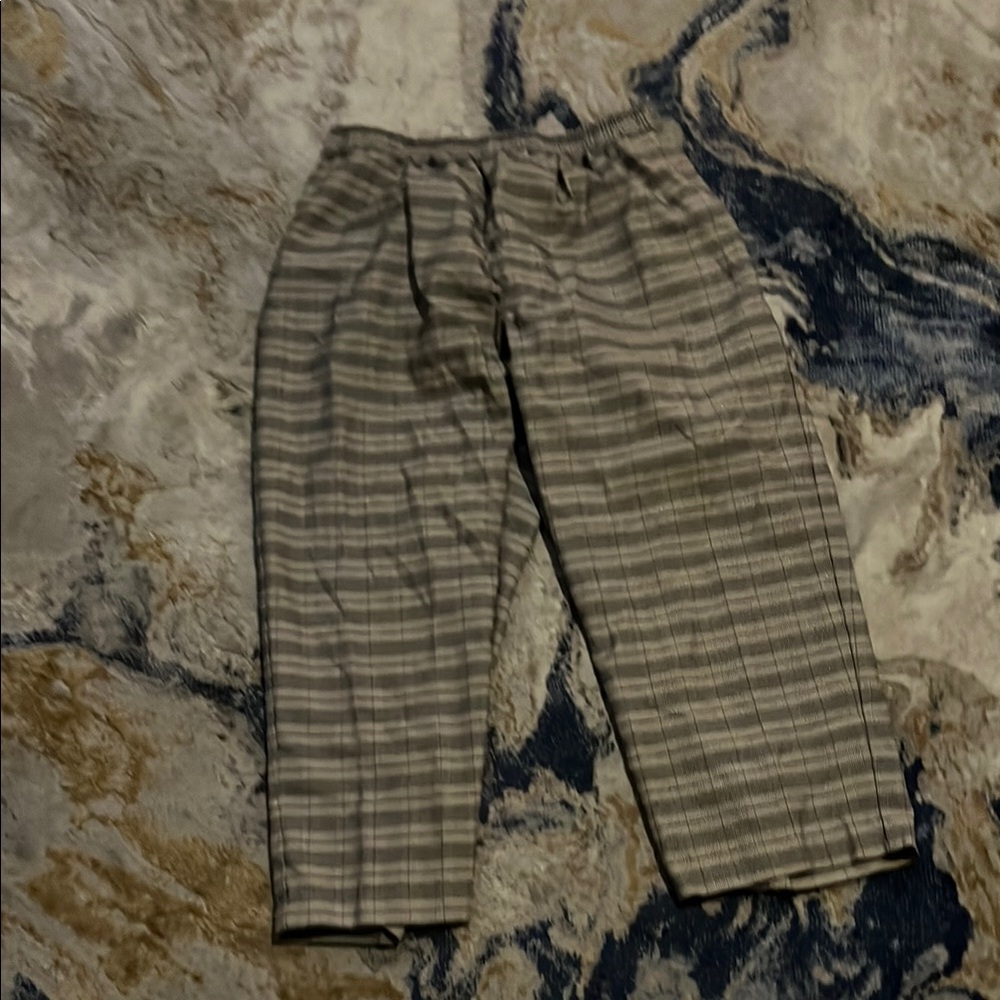 Parisian Works Gray Plaid Elastic Waist Pants